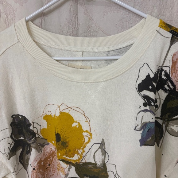 Pilcro The Niki Bubble Sweatshirt Leigh Viner Edition Floral Art Crewneck Size M - Picture 3 of 6